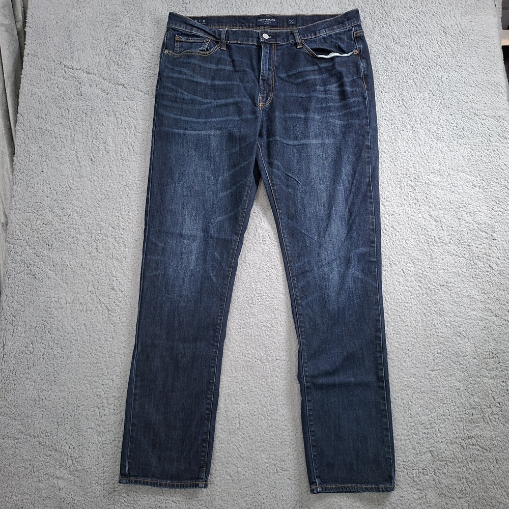 Lucky Brand Mens 410 Athletic Slim‎ Jeans 40x34* Blue Dark Wash Mid Rise Stretch